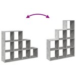 vidaXL Étagère séparatrice de pièce à 3 niveaux gris béton