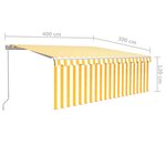 vidaXL Auvent manuel rétractable avec store et LED 4x3m Jaune et blanc