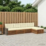 vidaXL Ensemble de canapés d'extérieur 5 pc Naturel et Crème Polyester