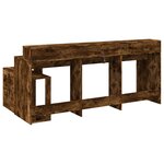 Bureau table poste de travail meuble d'ordinateur informatique étude et lumières LED chêne fumé 200 x 104 x 91cm bois ingénierie brun 02_0023787