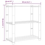 vidaXL Support de rangement à 3 niveaux gris 80x38x90 cm bois de pin