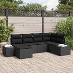vidaXL Sofa de jardin 6 pièces avec des coussins en poly rattan noir