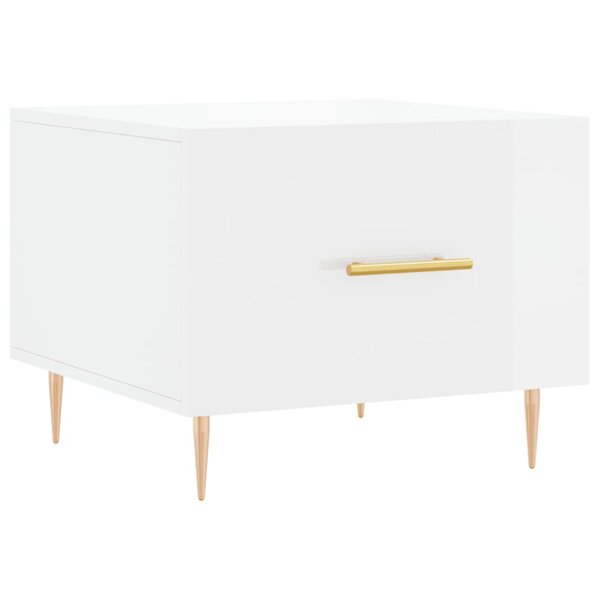 vidaXL Table basse blanc brillant 50x50x40 cm bois d'ingénierie