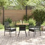 vidaXL Ensemble de salle à manger pour jardin 3 Pièces Noir Poly rotin