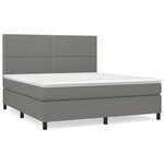 vidaXL Sommier à lattes de lit avec matelas Gris foncé 180x200cm Tissu