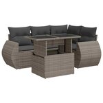 vidaXL Salon de jardin 5 Pièces avec coussins gris résine tressée