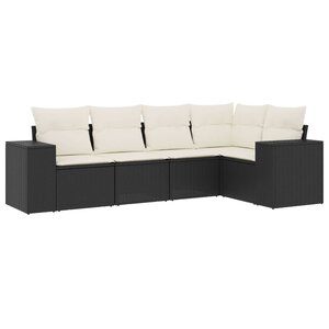 vidaXL Salon de jardin 5 Pièces avec coussins noir résine tressée