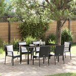 vidaXL Ensemble de salle à manger de jardin 7 pièces avec coussins en poly rattan noir