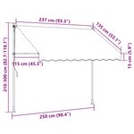 vidaXL Auvent manuel rétractable 250 cm Crème