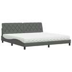 vidaXL Lit avec matelas gris foncé 200x200 cm tissu