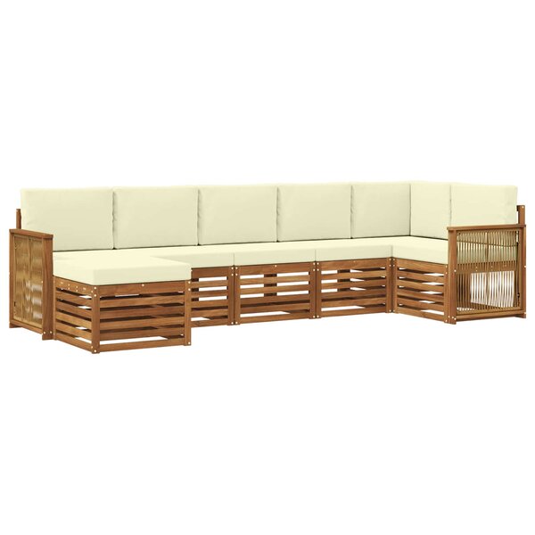 vidaXL Ensemble de canapés d'extérieur 6 pc Naturel et Crème