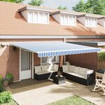 vidaXL Auvent Rétractable with Bleu et blanc 4.5 x 3 m Tissu et métal