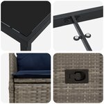Ensemble de salle à manger jardin vidaXL 5 pièces avec coussins poly-rotin gris