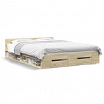 vidaXL Cadre de lit avec tiroirs sans matelas chêne sonoma 160x200 cm