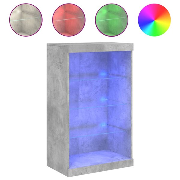 vidaXL Buffet avec lumières LED gris béton 60 5x37x100 cm