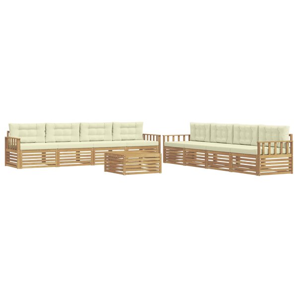 vidaXL Ensemble de canapés d'extérieur 9 pc Blanc et crème Polyester