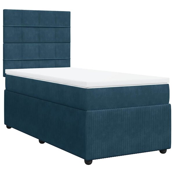 vidaXL Sommier à lattes de lit avec matelas Bleu foncé 100x200 cm
