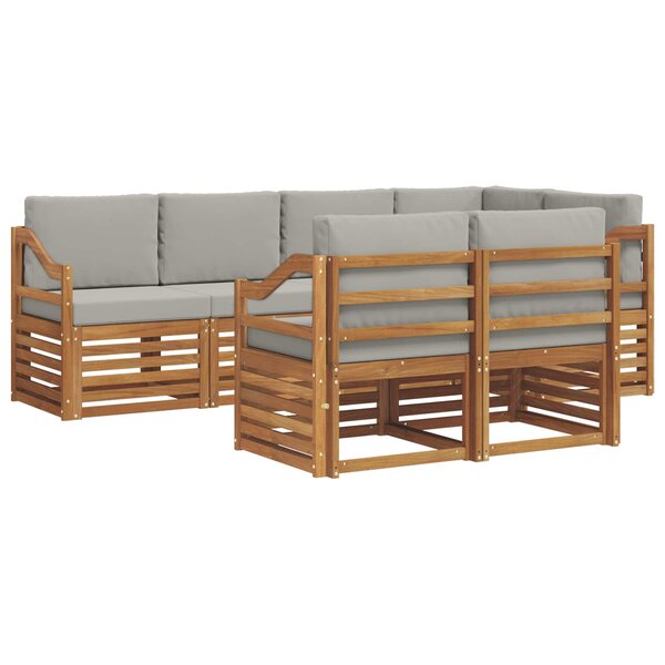 vidaXL Ensemble de canapés d'extérieur 7 pc Gris Naturel et Clair