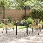 vidaXL Ensemble salle à manger de jardin 3 pièces brun poly rotin
