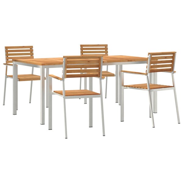 Ensemble de salle à manger de jardin 5 pièces en bois massif de teck vidaXL