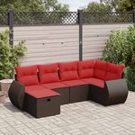 vidaXL Salon de jardin avec coussins 6 Pièces marron résine tressée