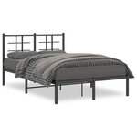 vidaXL Cadre de lit métal sans matelas avec tête de lit noir 120x190cm