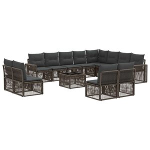 vidaXL Ensemble de canapé de jardin 13 Pièces Gris et Gris foncé