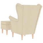vidaXL Fauteuil avec repose-pied Crème Tissu