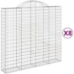 vidaXL Paniers à gabions arqués 8 Pièces 200x50x180/200 cm Fer galvanisé