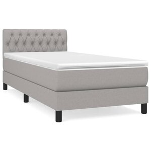 vidaXL Sommier à lattes de lit et matelas Gris clair 90x190 cm Tissu
