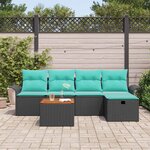 vidaXL Ensemble de canapé de jardin 6 Pièces Noir Poly rotin