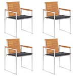 vidaXL Chaises de jardin lot de 4 avec coussins Bois d'acacia massif