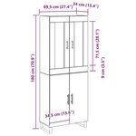 vidaXL Buffet en chêne noir 69.5x34x180 cm en bois d'ingénierie