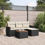 vidaXL Salon de jardin 5 Pièces avec coussins noir résine tressée