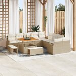 vidaXL Ensemble de sofa de jardin 13 pièces avec coussins en rotin poly beige acacia
