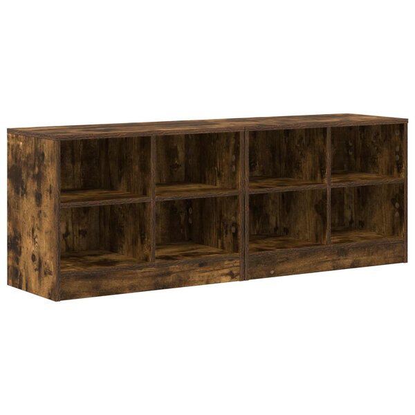 vidaXL Armoire de lit avec étagère 2 Pièces Chêne fumé 66 x 33 x 48 cm