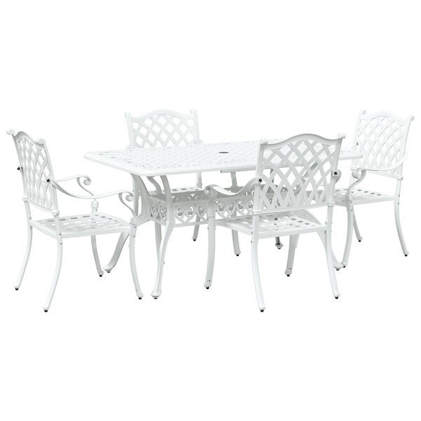 vidaXL Ensemble de salle à manger de jardin 5 pièces en aluminium blanc
