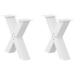 vidaXL Pieds de table basse en forme de X  2 pièces  blanc  50 x (42-43) cm  acier