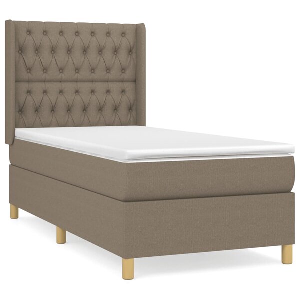 vidaXL Sommier à lattes de lit avec matelas Taupe 90x190 cm Tissu