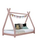 Lit tipi enfant NAKANA 90 x 180 rose pastel
