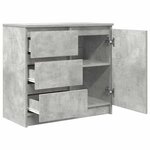 vidaXL Buffet avec tiroir gris béton 71x35x65 cm bois d'ingénierie