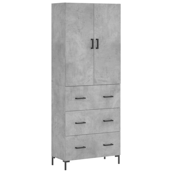 vidaXL Buffet haut Gris béton 69 5x34x180 cm Bois d'ingénierie