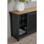 VALENTINA Buffet bas 1 porte 3 tiroirs - Décor chene et anthracite -  L 150 x P 40 x H 80 cm