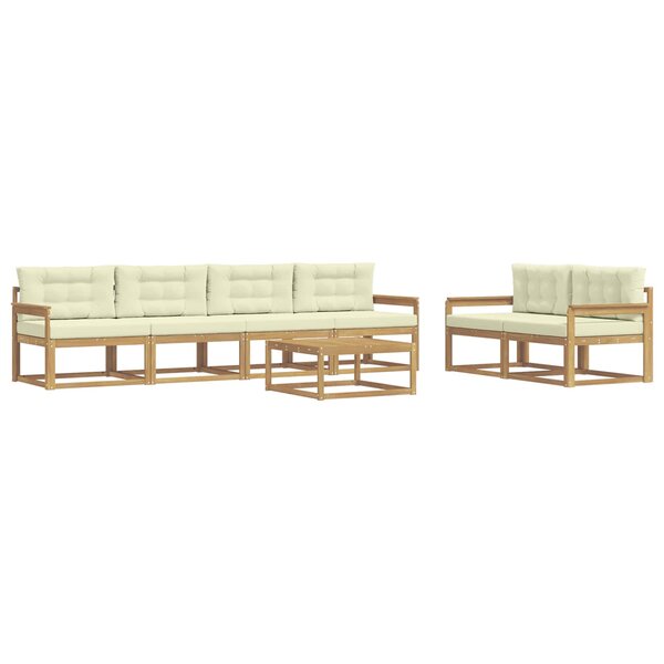 vidaXL Ensemble de canapés d'extérieur 6 Pièces Blanc et crème