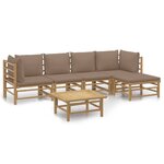 vidaXL Salon de jardin 6 Pièces avec coussins taupe bambou