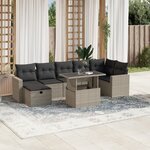 vidaXL Salon de jardin 8 Pièces avec coussins gris clair résine tressée
