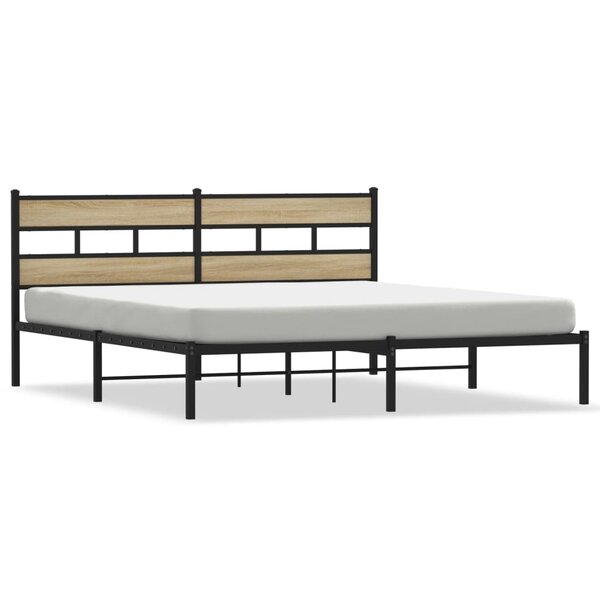 vidaXL Cadre de lit en métal sans matelas chêne sonoma 180x200 cm