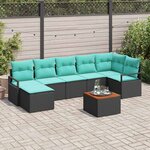 vidaXL Ensemble de canapé de jardin avec coussin 8 Pièces Noir polyrotin