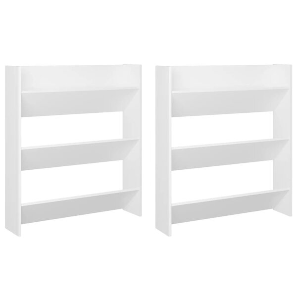 vidaXL Armoires à chaussures murales 2 Pièces Blanc 80x18x90 cm Aggloméré