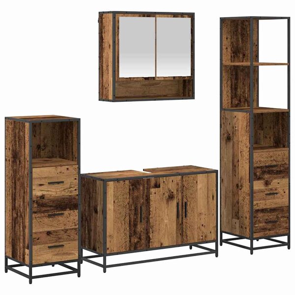 vidaXL Ensemble de mobilier de salle de bain 4 Pièces Bois Ancien